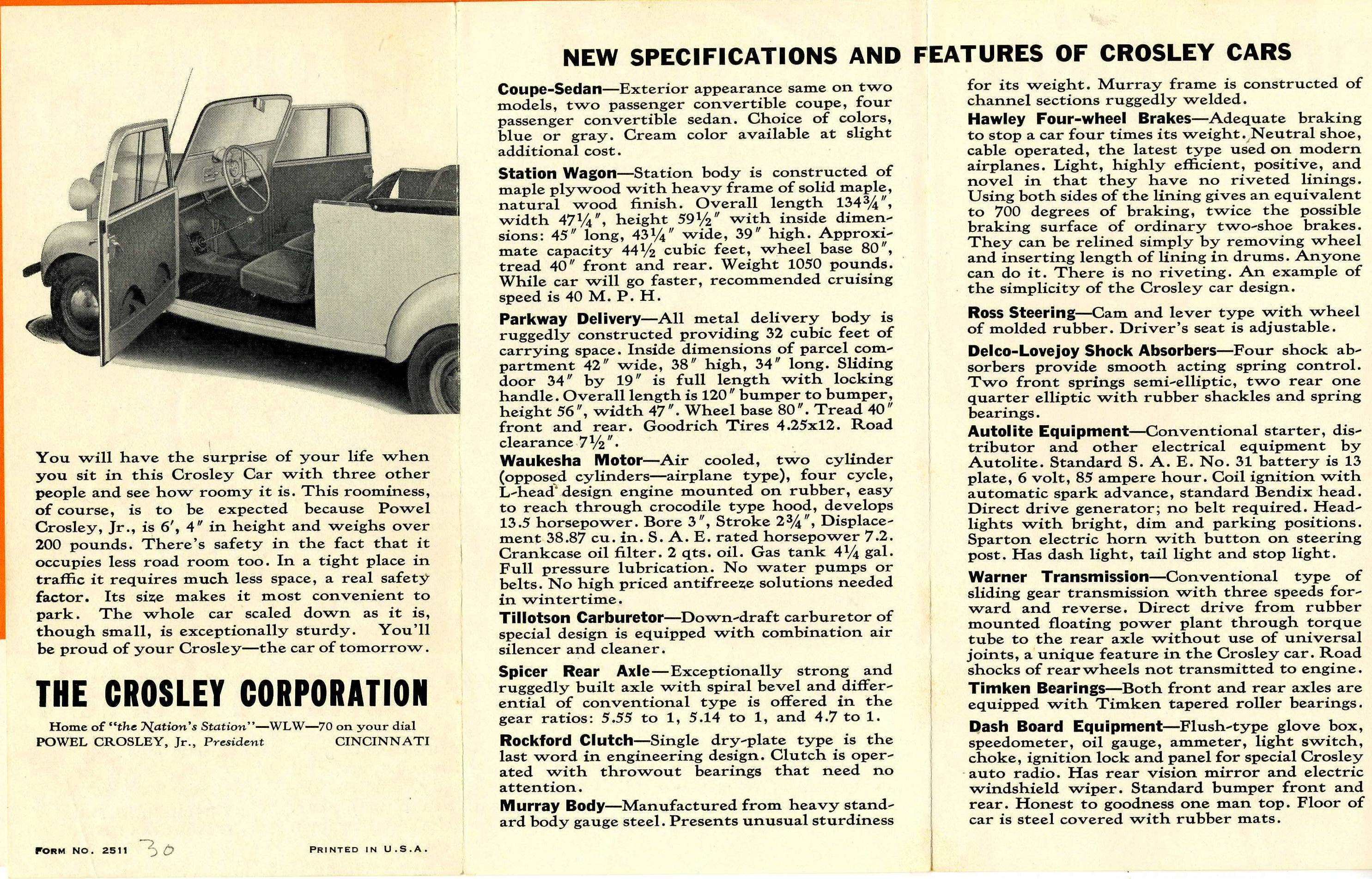 1940 Crosley Automobiles Brochure Page 2
